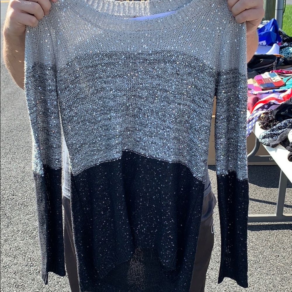 Off the shoulder glittery sweater